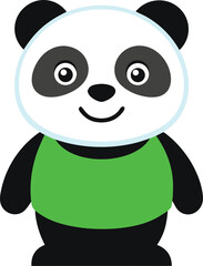 Fototapeta premium Cute cartoon panda wearing green shirt smiling vector illustration