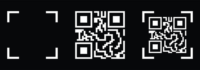 QR code icon. QR scanner. Clean flat vector illustration of a generic QR code icon for apps, payment systems, and digital marketing. QR Code Set Vector Illustration for Design and Mockups.