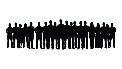 Diverse group of people silhouettes isolated on white background, Vector