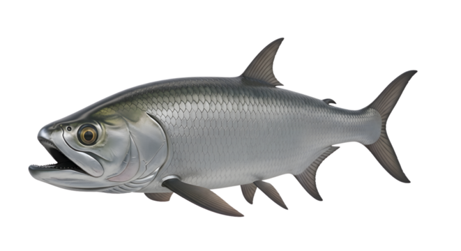Dynamic tarpon fish isolated for clean white background usage