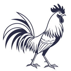 Walking Rooster Silhouette Line Art chicken bird