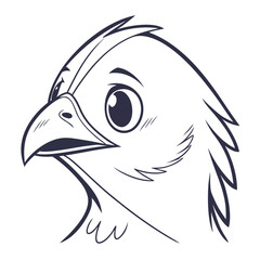 Cartoon bird head with wide eyes and an open beak chick young bird