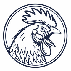 Roaring Rooster Head Outline Graphic chicken bird