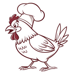 Cartoon chicken wearing a chef hat with a happy expression rooster bird