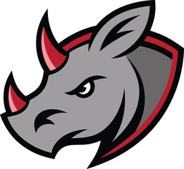 Rhino head mascot vector illustration, symbol of strength and power.