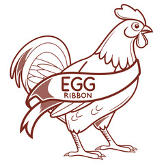 Rooster with a Ribbon Banner for Text chicken bird