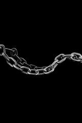 Curved Metallic Chain on Black Background