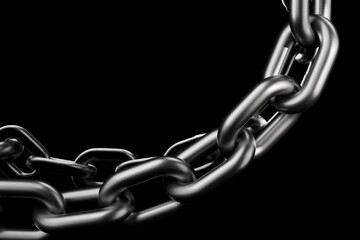 Macro Shot of Linked Chain on Black