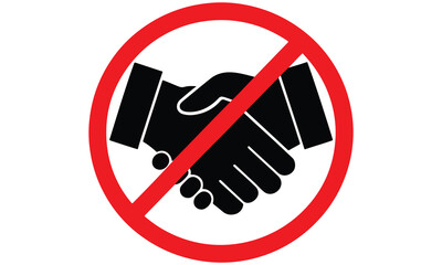 No Handshake Sign &ndash; Safety Symbol, Hygiene Awareness, and Social Distancing Icon