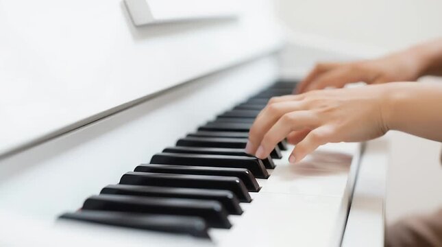 a person is playing the piano with their hands