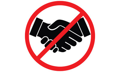 No Handshake Sign &ndash; Safety Symbol, Hygiene Awareness, and Social Distancing Icon