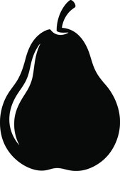 Simple black pear silhouette on white background