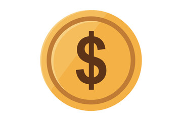 Detailed golden coin with dollar sign in flat style reflecting finance and economy themes