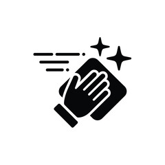 Hand wiping surface with cleaning cloth and sparkles