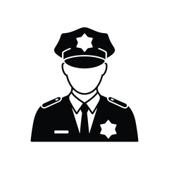 Silhouette icon of a police officer in uniform