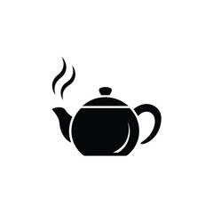 Black silhouette of a steaming teapot