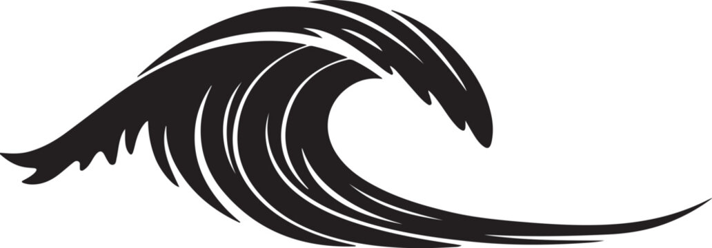 Dramatic Black and White Wave Illustration for Design Projects and Templates.