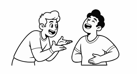 Two friends laughing together sharing a joke.
