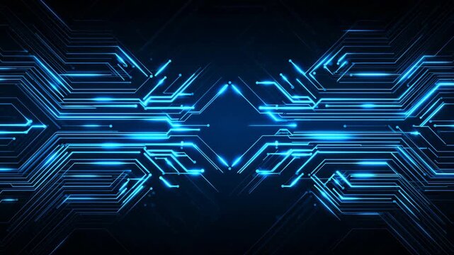 Circuit board glowing lines technology background in futuristic digital pattern