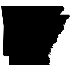 Arkansas State Map Black Silhouette Shape for Geography and USA Travel Concepts