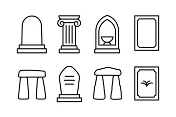 Fototapeta premium Simple line art of historical monuments and structures