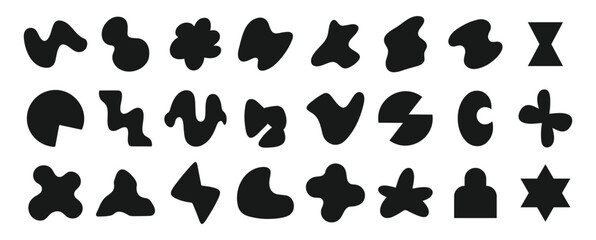 Collection of abstract organic shapes and forms silhouette.