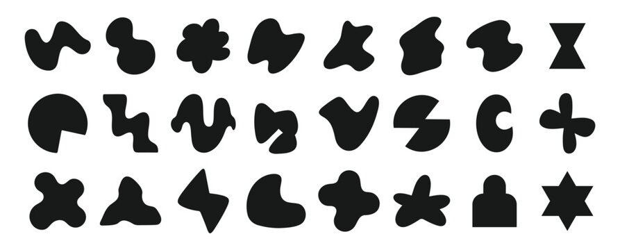 Collection of abstract organic shapes and forms silhouette.