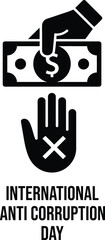 Hand refusing bribe money, international anti-corruption day