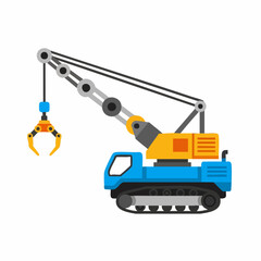 Heavy duty crawler crane with grapple attachment for construction.