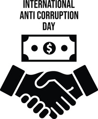 International anti-corruption day graphic with money handshake