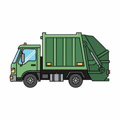 Green Garbage Truck Illustration - Waste Management and Sanitation Vehicle.