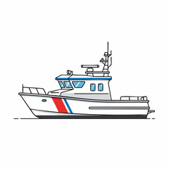 Line art illustration of a patrol boat or coast guard vessel.