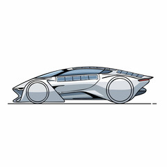 Futuristic sleek concept car design illustration of an advanced autonomous vehicle.