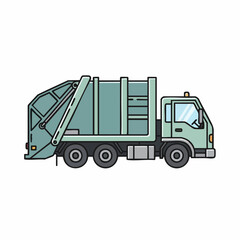 Garbage truck illustration for waste management and recycling services.
