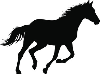 Galloping horse silhouette powerful equine figure in dynamic black and white