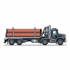 Flatbed Truck Hauling Pipes Illustration.