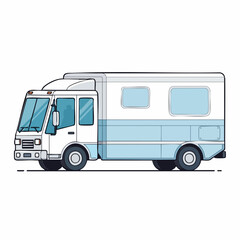 Modern vector illustration of a long box truck.