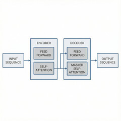 Input-output sequence flowchart with encoder and decoder components  