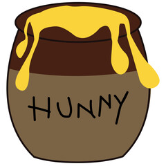 Cartoon Honey Pot with Dripping Yellow Honey Vector Illustration for Kids Design