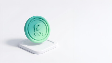 CO2 Carbon Icon in Minimalist Soft Neumorphic 3D Design