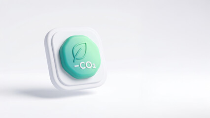 -CO2 Carbon Capture Credit Icon in Minimalist Soft Neumorphic 3D Design	