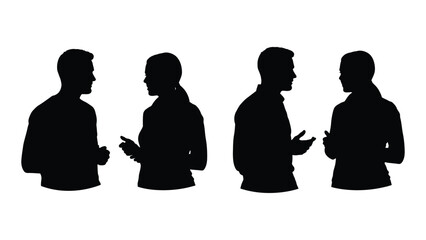 People silhouettes talking isolated on white background, Vector