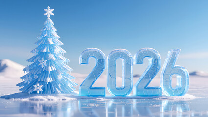 The number two thousand twenty-six made of ice