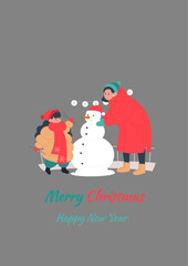 Merry Christmas modern card set elements greeting text lettering pink background vector. Christmas cards with Christmas tree, wreath, Christmas elements. Vector illustrations