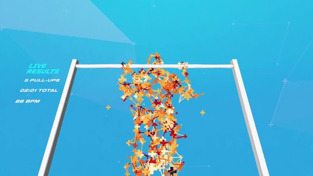 Particle Human Workout Animation with Fitness Data Infographics HUD