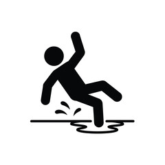 Warning sign of person slipping on wet floor