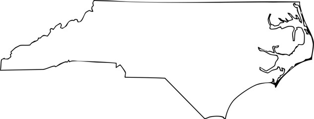 North Carolina USA State Map Outline, Editable Vector EPS, Blank Printable Map
