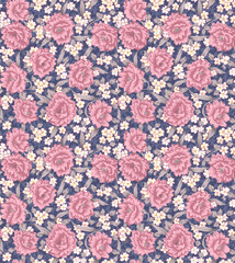 Romantic pink floral pattern with vintage charm, perfect for textiles, wallpaper, and elegant designs, offering a touch of spring beauty and timeless appeal
