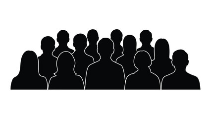 Group of people silhouettes isolated on white background, Vector