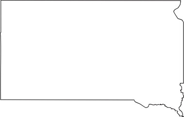 South Dakota USA State Map Outline, Editable Vector EPS, Blank Printable Map
